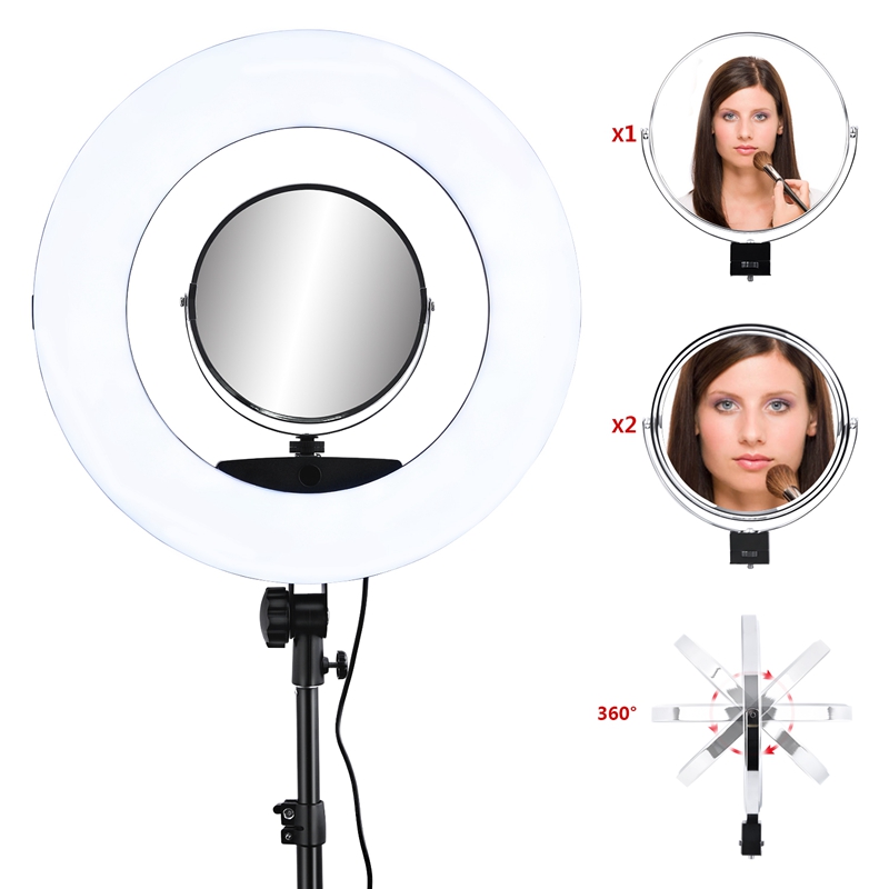 FOSOTO FC-480 3200-5500k Colorful 480 pcs Dimmable Led Photographic Lighting  96W Ring Light Lamp with Mirror for Camera, Phone, photo Studio