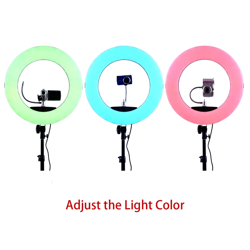 FOSOTO FC-480 3200-5500k Colorful 480 pcs Dimmable Led Photographic Lighting  96W Ring Light Lamp with Mirror for Camera, Phone, photo Studio