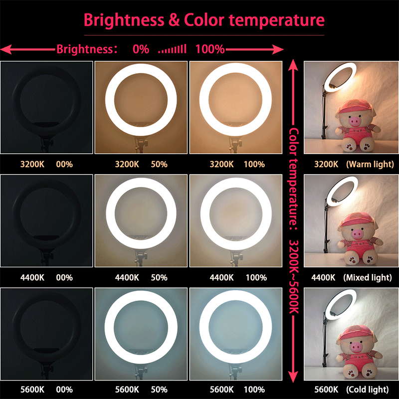 FOTOSO FT-180L/18inch 55W 3200-5600K LED Selfie Ring Light with 3 Phone Holder and 2M Tripod Stand for Makeup YouTube, TikTok, Camera lights